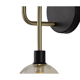 Dual Light Wall Sconce with Matte Black and Antique Brass Finish, Cognac Glass Shades