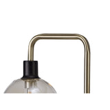Modern Elegance Dual-Light Table Lamp in Matte Black and Antique Brass with Cognac Glass Shades
