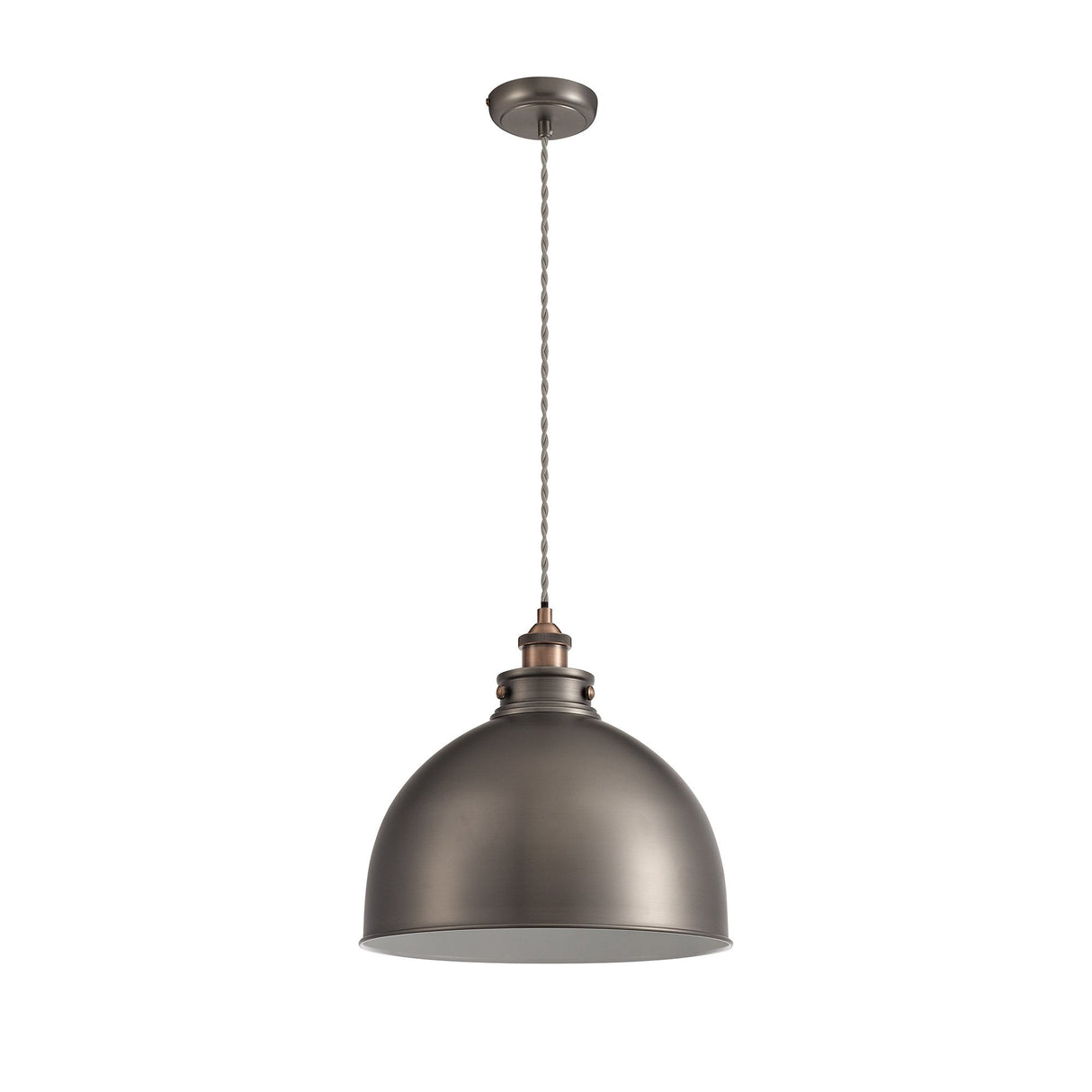 Vintage Industrial Pendant Lamp - Antique Silver & Copper Finish, E27 Fitting