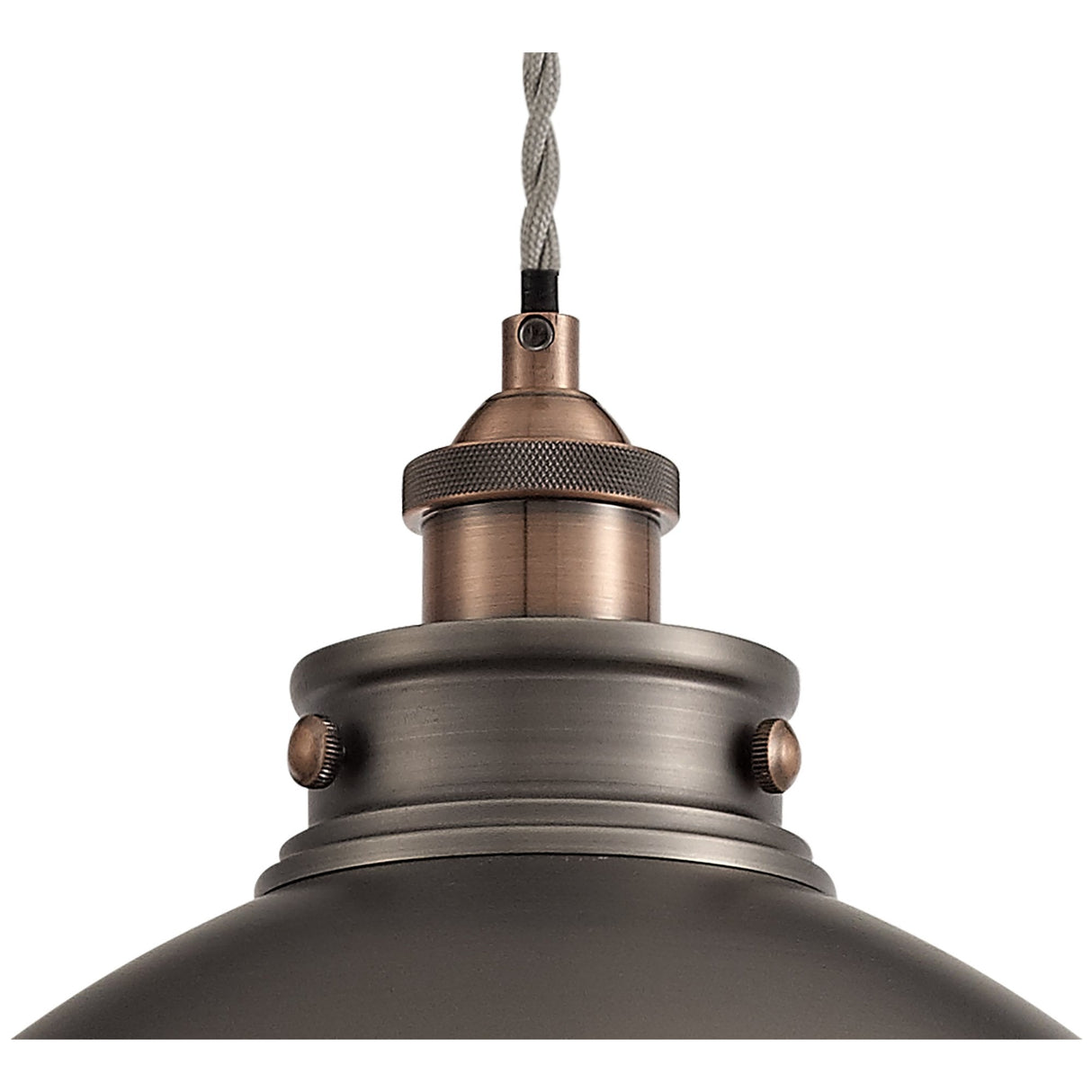 Vintage Industrial Pendant Lamp - Antique Silver & Copper Finish, E27 Fitting