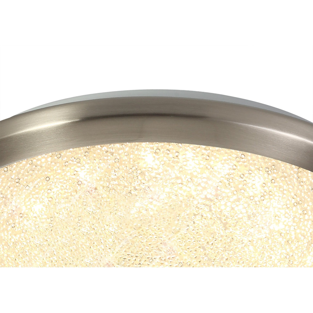 Satin Nickel LED Ceiling Light, Crystalline Shade, 12W, 3000K, IP44, 3-Year Warranty