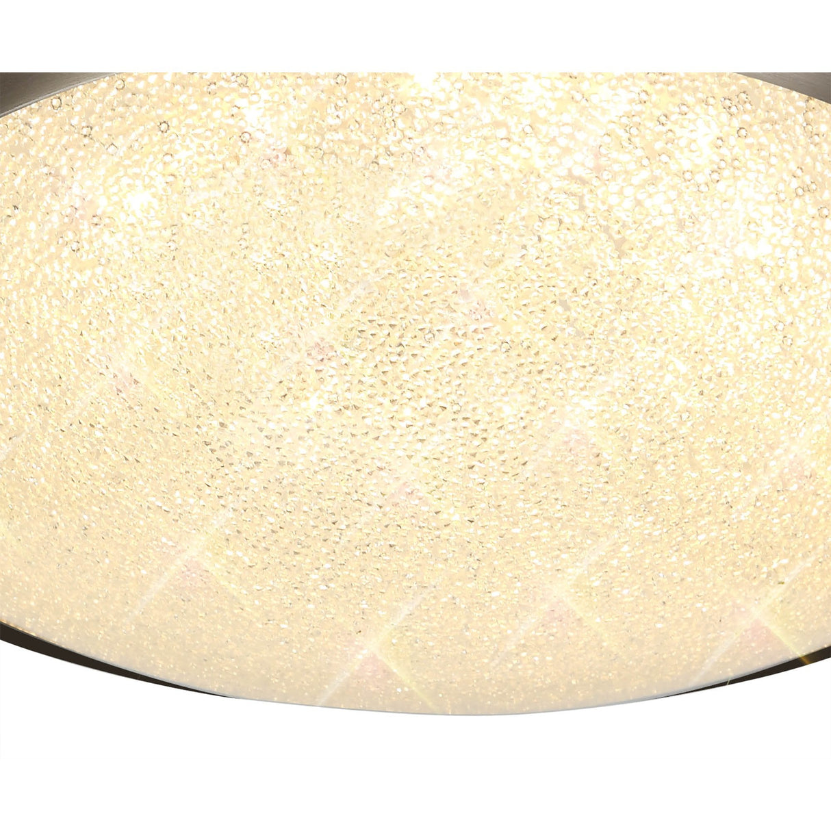 Satin Nickel LED Ceiling Light, Crystalline Shade, 12W, 3000K, IP44, 3-Year Warranty