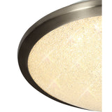 Satin Nickel LED Ceiling Light, Crystalline Shade, 12W, 3000K, IP44, 3-Year Warranty