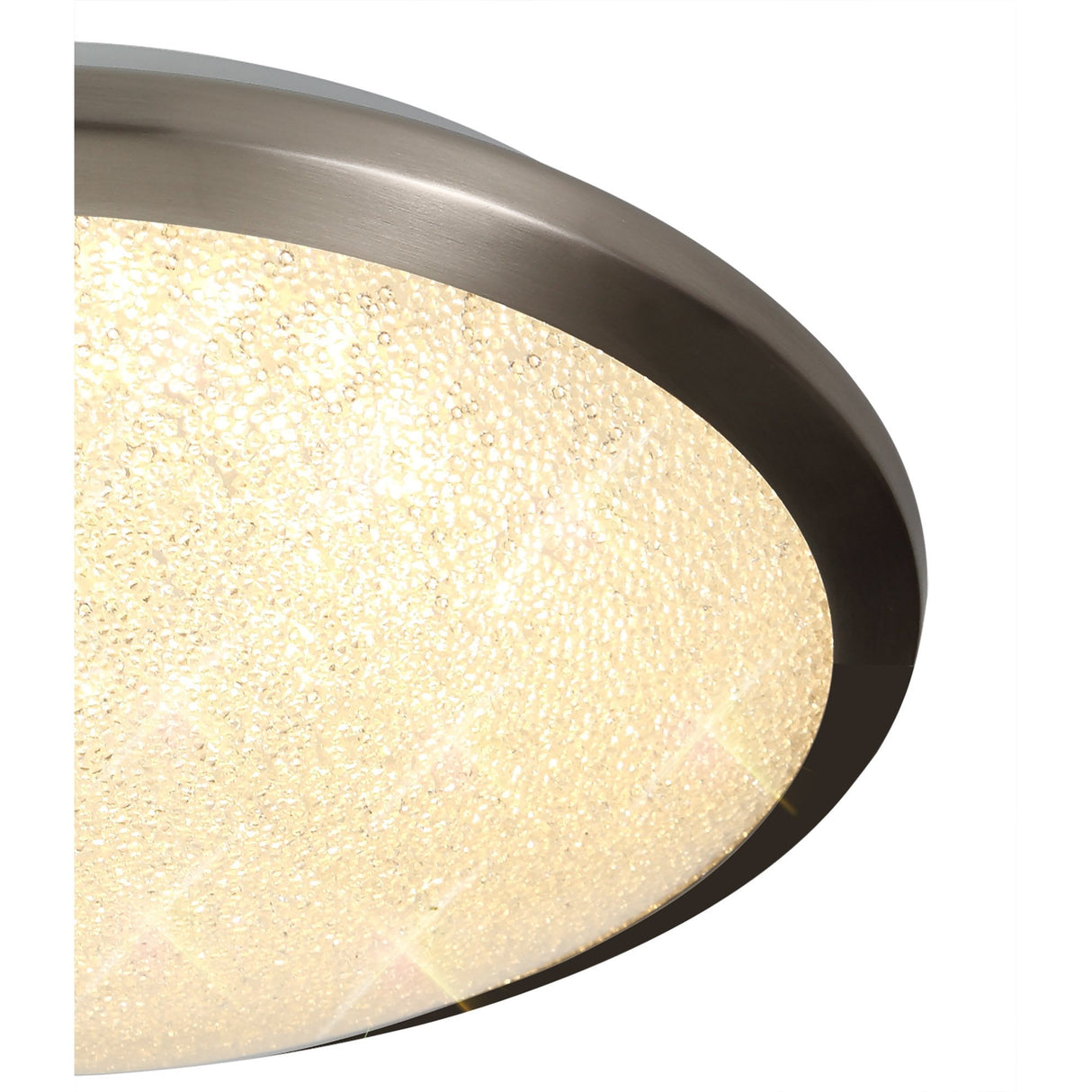 Stylish Satin Nickel and Crystalline LED Ceiling Light, 18W, IP44, 3000K, with 3-Year Warranty