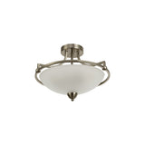 Stylish Semi-Flush Mount Ceiling Light, 3 Bulbs with Satin Nickel Finish and Frosted Glass Shade
