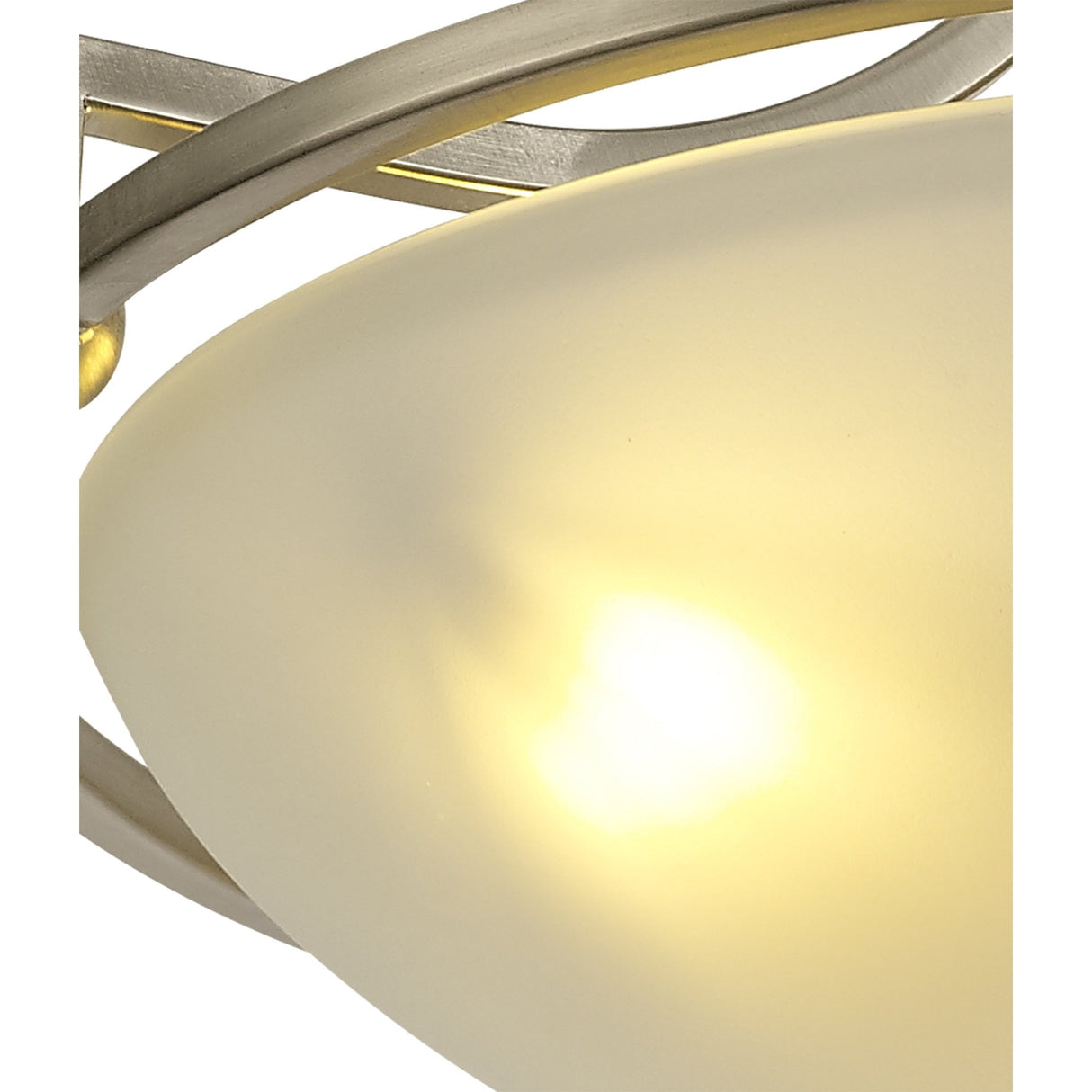 Stylish Semi-Flush Mount Ceiling Light, 3 Bulbs with Satin Nickel Finish and Frosted Glass Shade