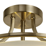 Antique Brass & Frosted Glass 3-Light Ceiling Fixture