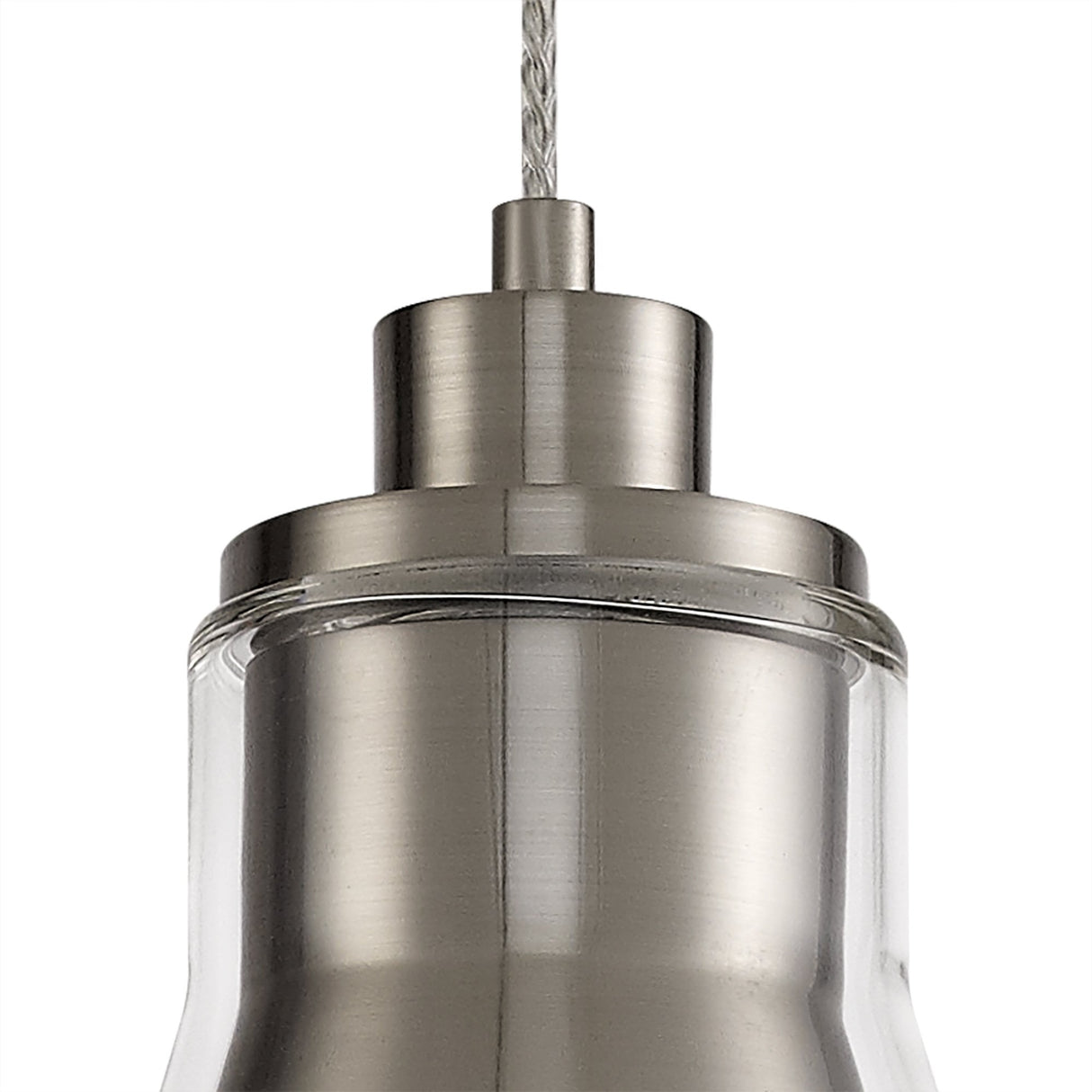 Contemporary Pendant Light, Satin Nickel Finish with Clear Glass Shade