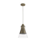 Antique Brass Pendant Light with Clear Glass Shade