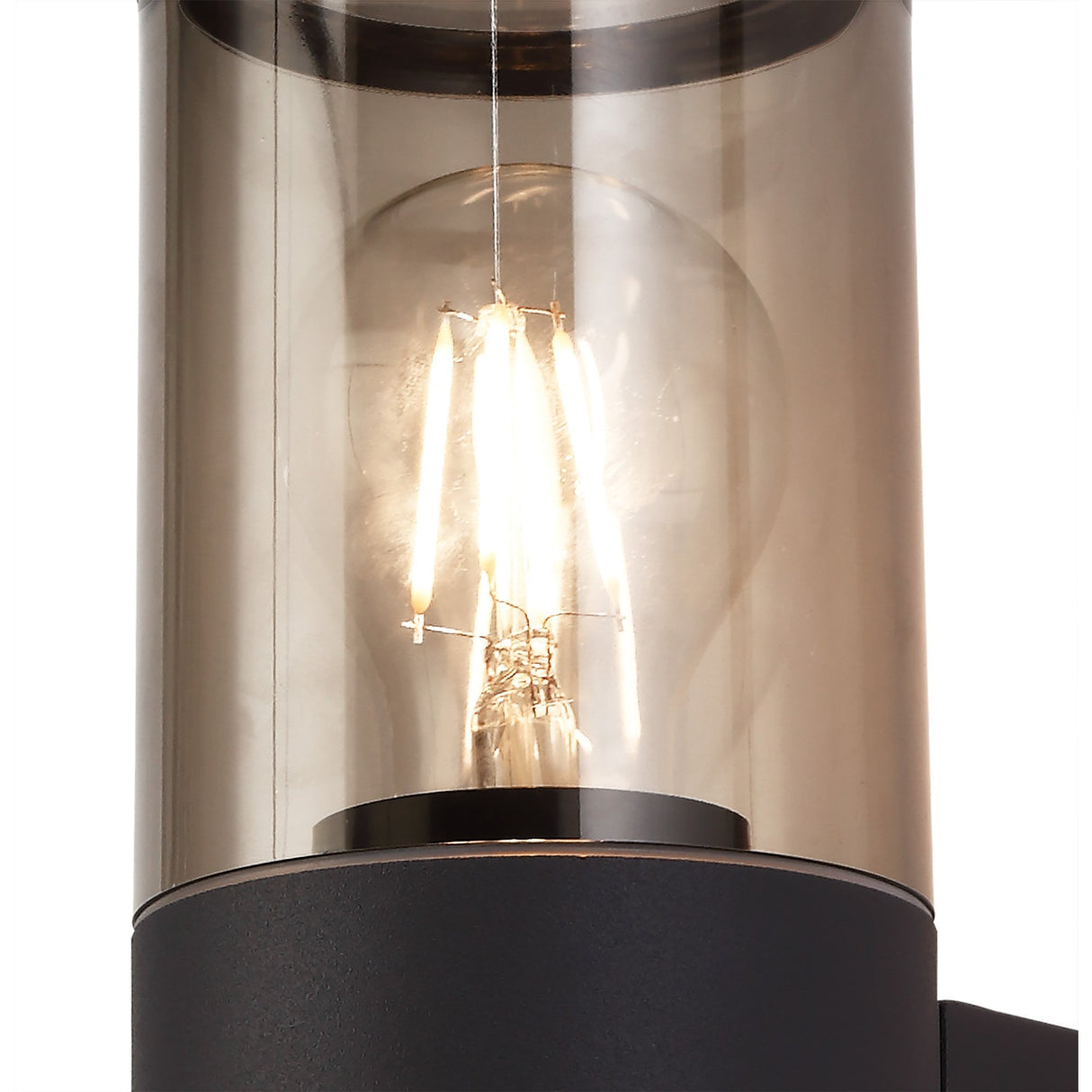 Sleek Anthracite Wall Lamp with Smoked Glass Shade, IP54, 2-Year Warranty