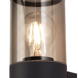 Sleek Anthracite Wall Lamp with Smoked Glass Shade, IP54, 2-Year Warranty