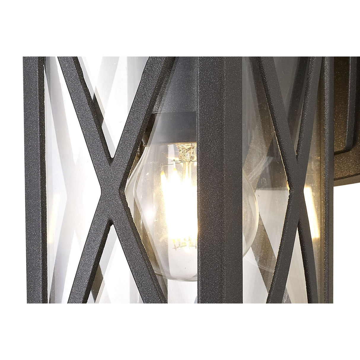 Anthracite Criss Cross Outdoor Wall Light with Clear Glass, E27, IP54