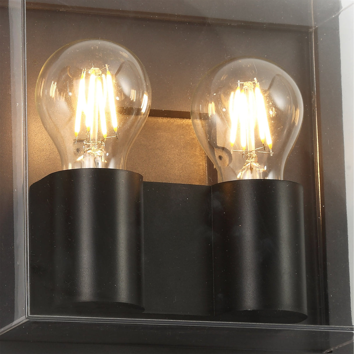 Anthracite Wall Lamp, Dual E27, IP65, Clear Shade, 2-Year Warranty