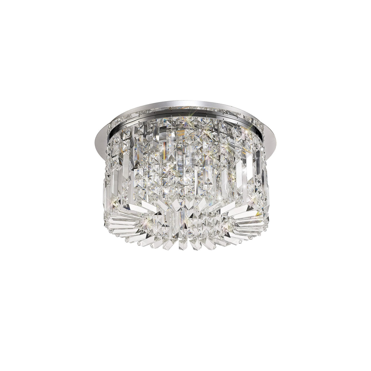 Elegant 45cm Crystal Flush Mount Chandelier, 5-Light, Polished Chrome Finish