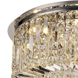 65cm Polished Chrome & Crystal Round Flush Chandelier with 8 E14 Lights
