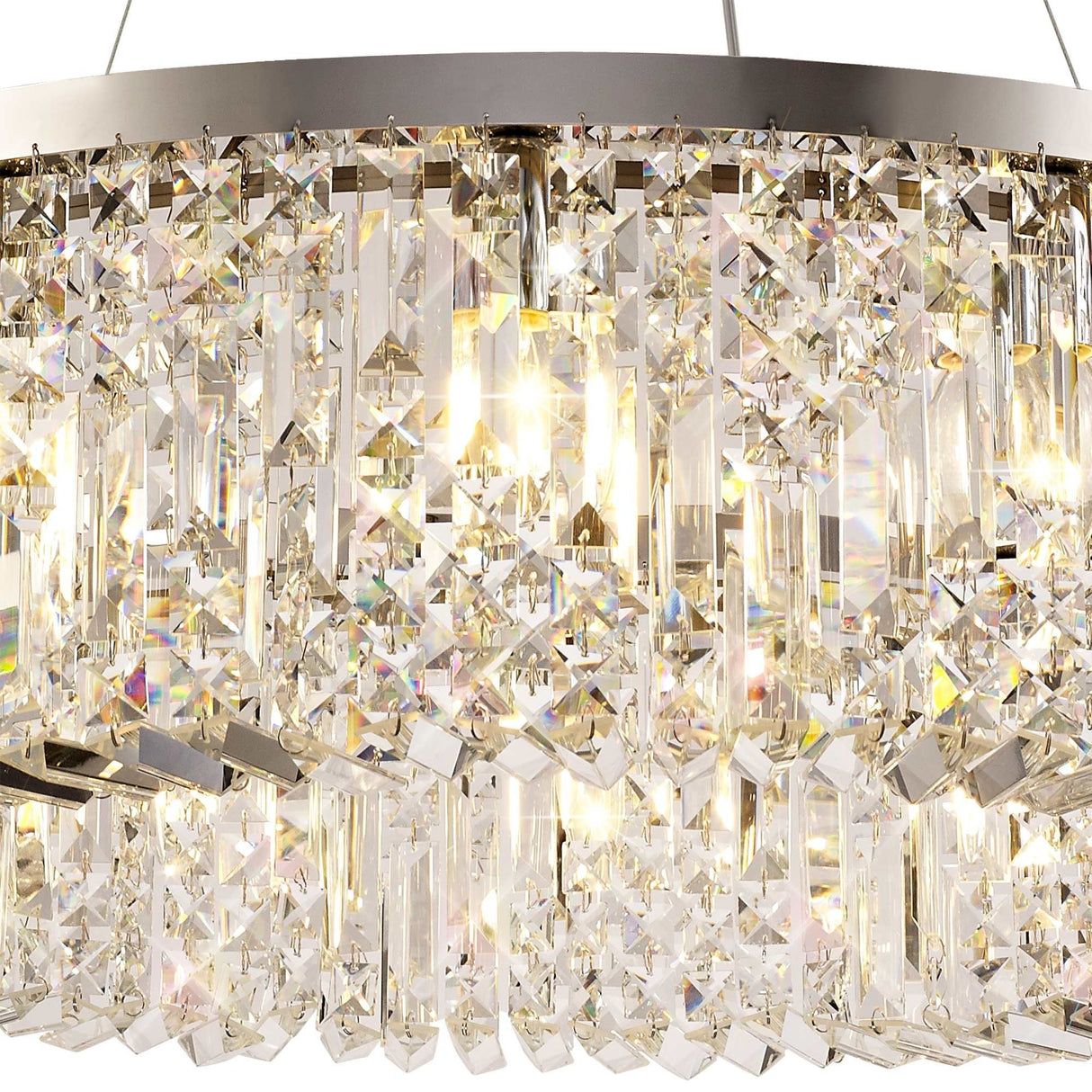Elegant 12-Light Round Crystal Chandelier, Polished Chrome Finish