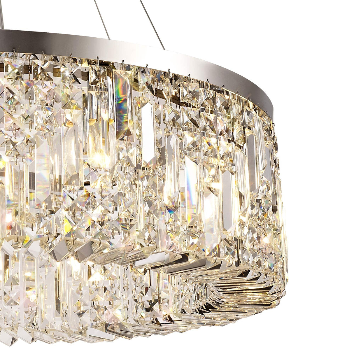 Elegant 12-Light Round Crystal Chandelier, Polished Chrome Finish