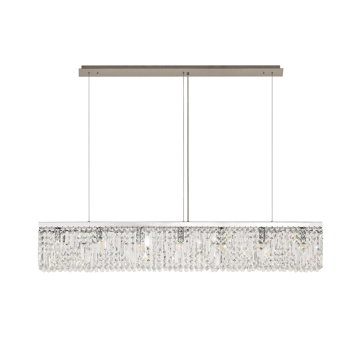 Sleek 7-Light Crystal Rectangular Pendant Chandelier, Polished Chrome Finish