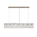 Sleek 7-Light Crystal Rectangular Pendant Chandelier, Polished Chrome Finish