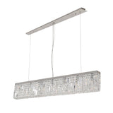 Sleek 7-Light Crystal Rectangular Pendant Chandelier, Polished Chrome Finish