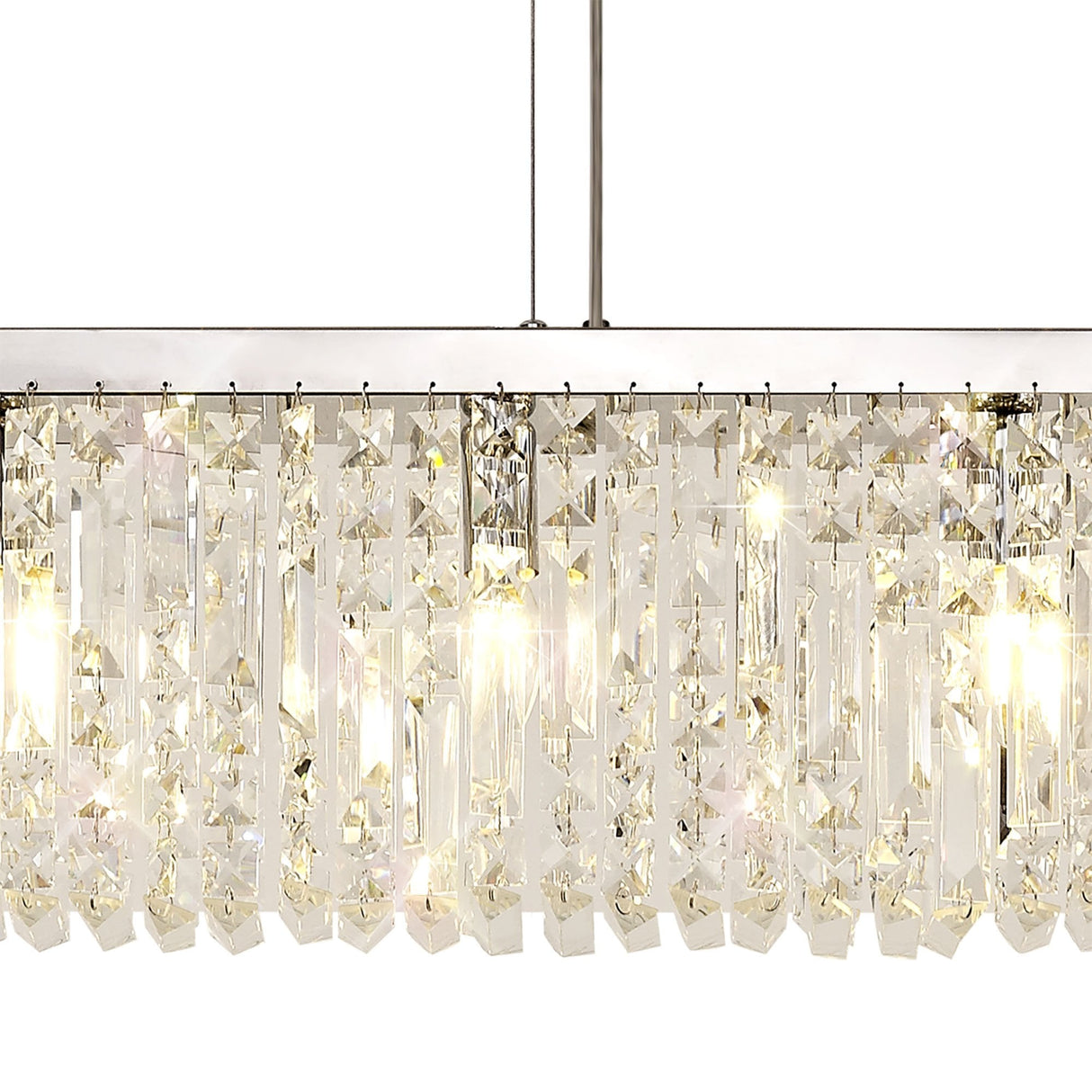 Sleek 7-Light Crystal Rectangular Pendant Chandelier, Polished Chrome Finish