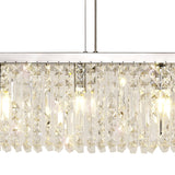Sleek 7-Light Crystal Rectangular Pendant Chandelier, Polished Chrome Finish
