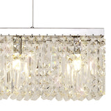 Sleek 7-Light Crystal Rectangular Pendant Chandelier, Polished Chrome Finish