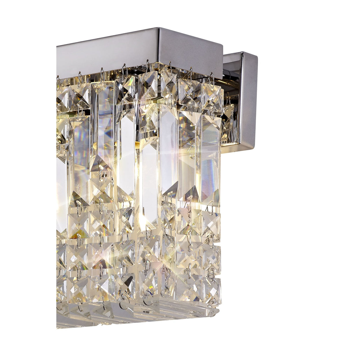 Polished Chrome & Crystal Twin Light Wall Sconce, 29x13cm