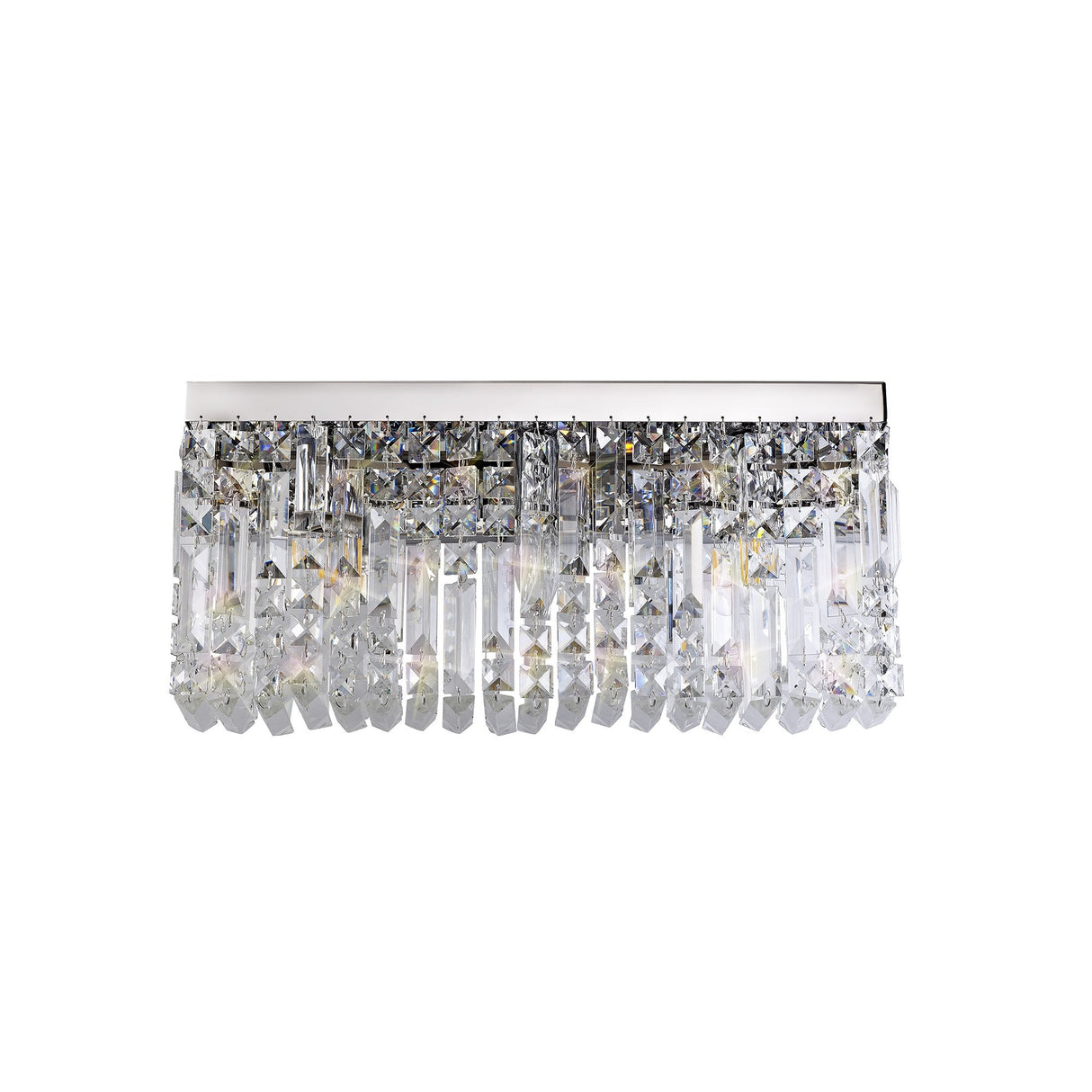 Elegant Rectangular Crystal Wall Sconce, Triple E14 Light, Polished Chrome Finish