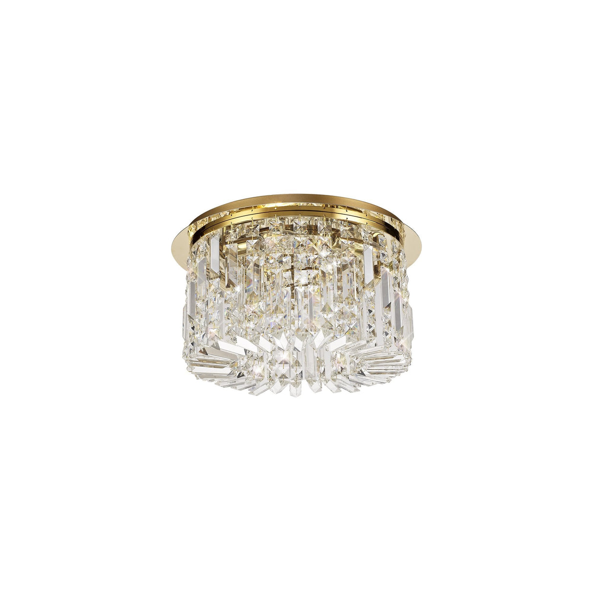 Radiant Gold and Crystal Round Flush Chandelier, 5-Light Elegance