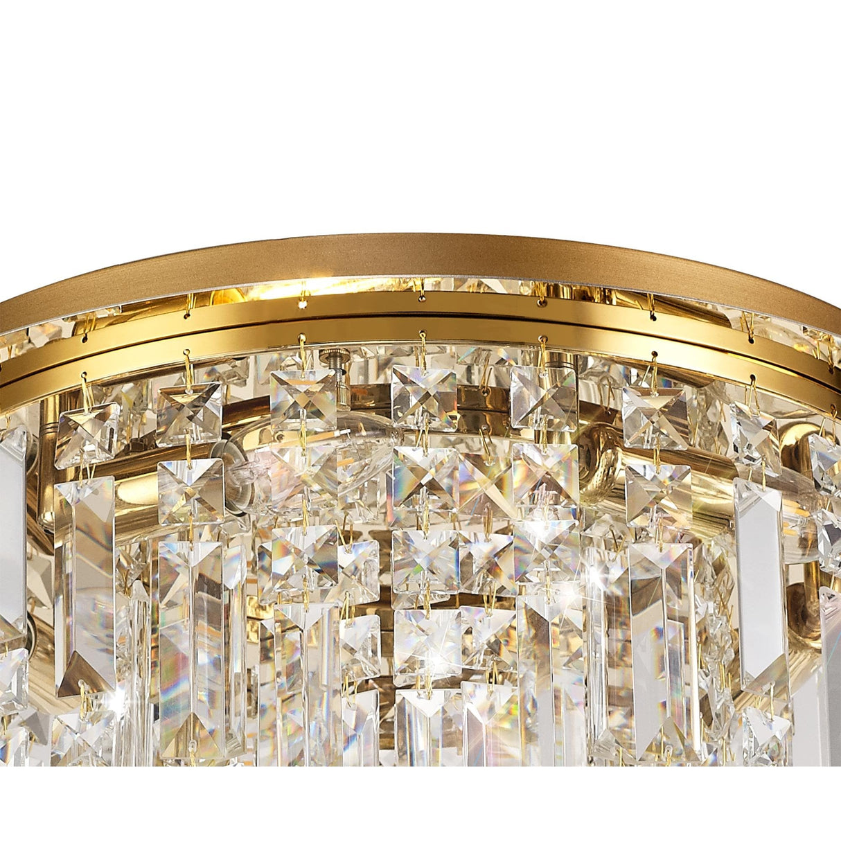 Radiant Gold and Crystal Round Flush Chandelier, 5-Light Elegance