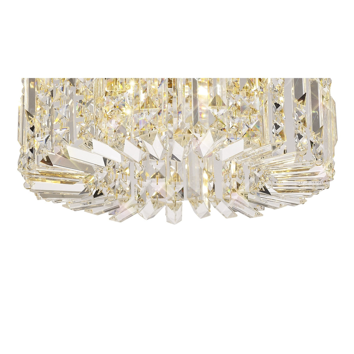 Radiant Gold and Crystal Round Flush Chandelier, 5-Light Elegance
