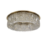 Opulent Gold and Crystal 12-Light Flush Chandelier, 80cm Round Design