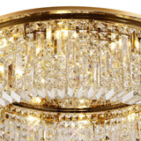 Opulent Gold and Crystal 12-Light Flush Chandelier, 80cm Round Design
