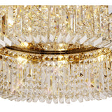 Opulent Gold and Crystal 12-Light Flush Chandelier, 80cm Round Design