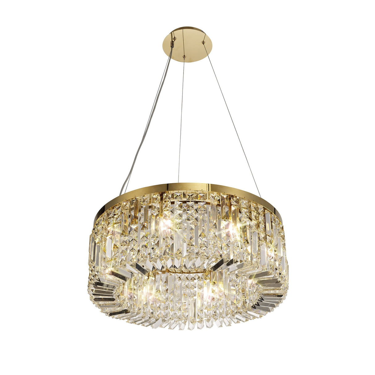 Elegant 8-Light Gold and Crystal Round Chandelier, 60cm Diameter