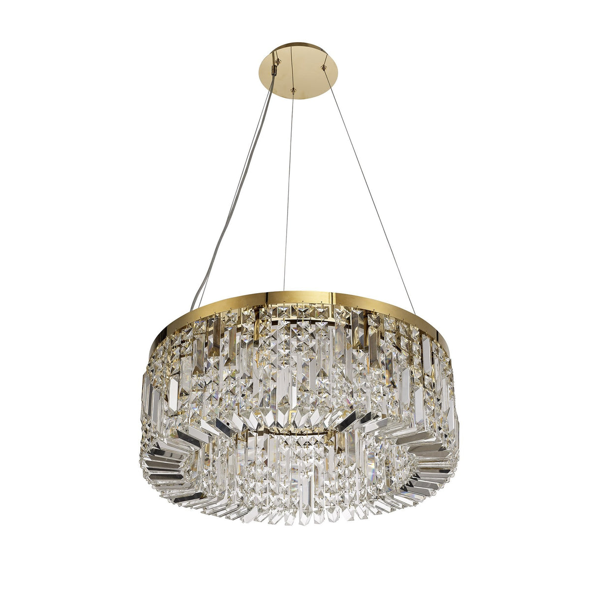Elegant 8-Light Gold and Crystal Round Chandelier, 60cm Diameter
