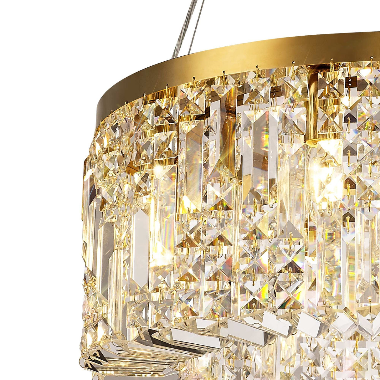 Elegant 8-Light Gold and Crystal Round Chandelier, 60cm Diameter