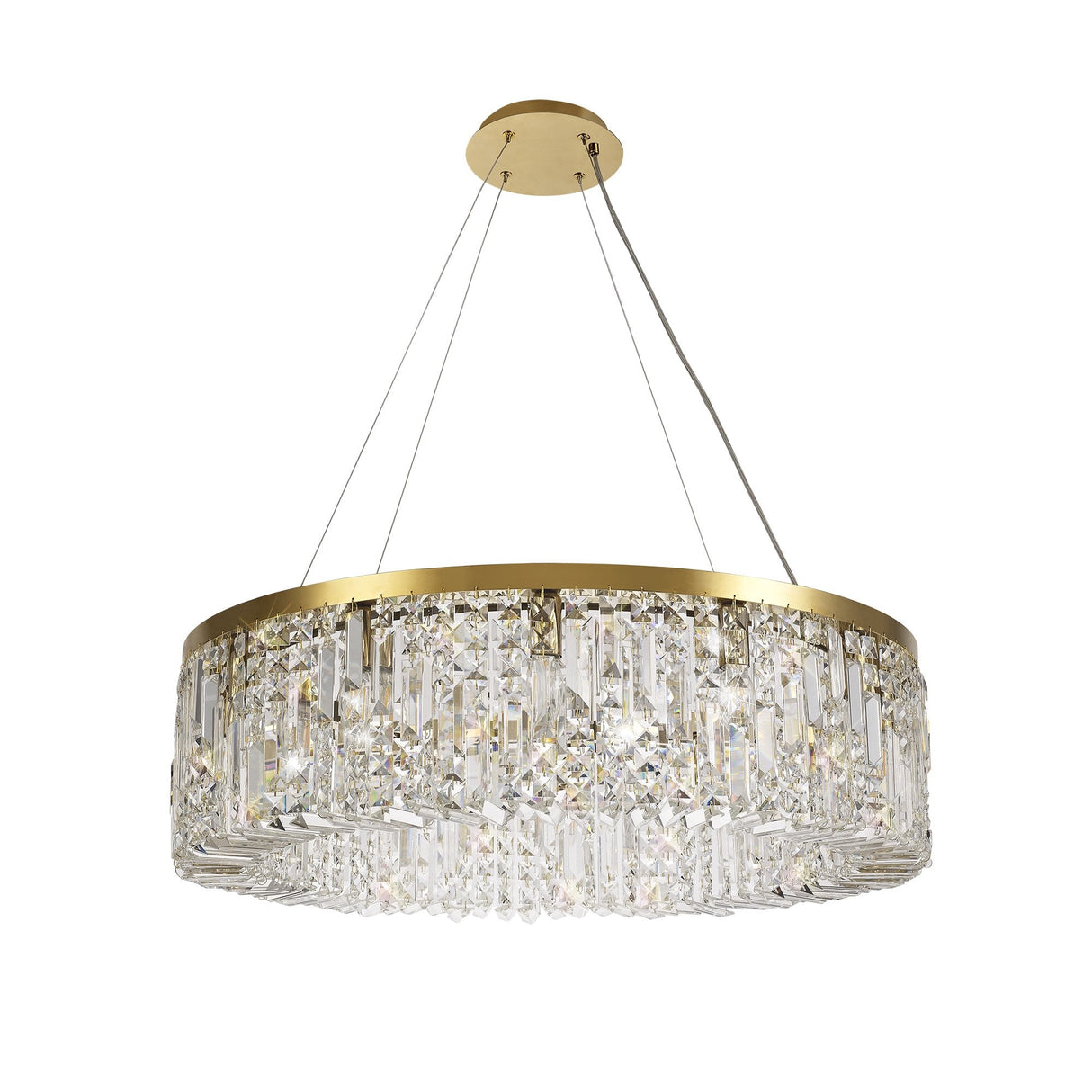 Luxurious 80cm Gold and Crystal Round Chandelier with 12 E14 Lights