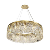Luxurious 80cm Gold and Crystal Round Chandelier with 12 E14 Lights