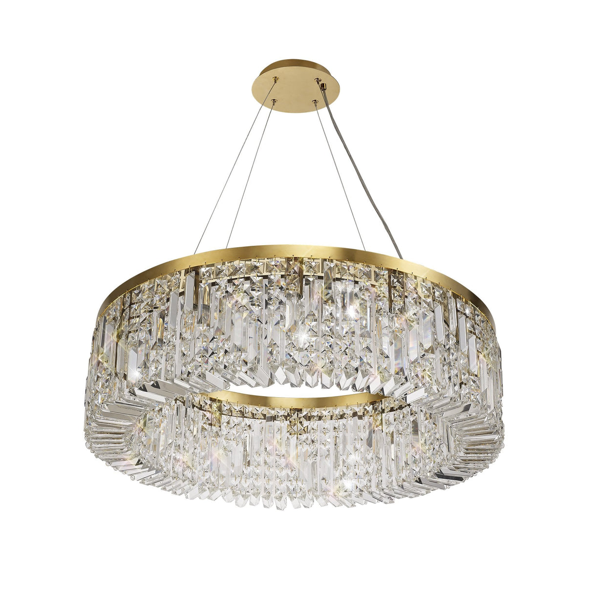 Luxurious 80cm Gold and Crystal Round Chandelier with 12 E14 Lights