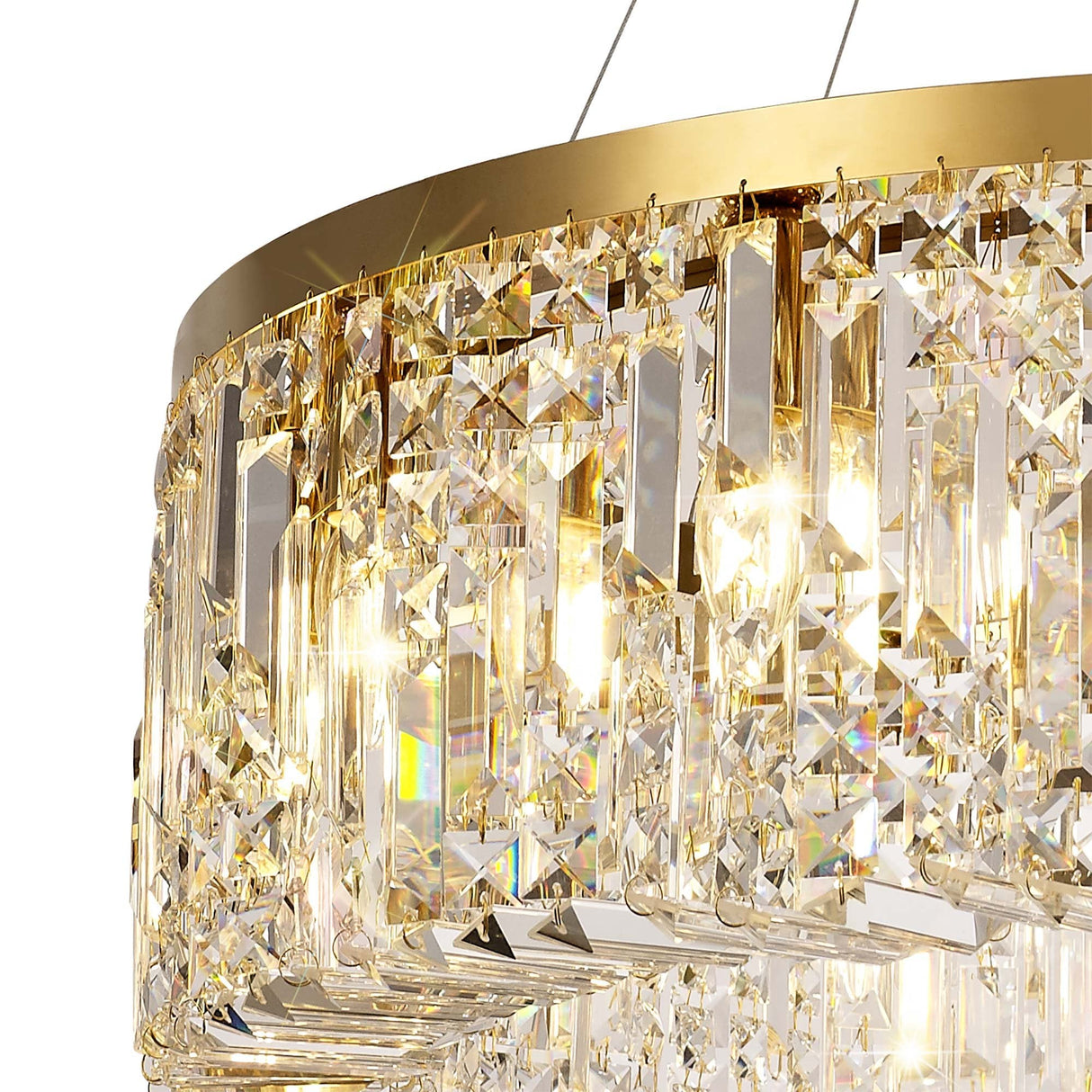 Luxurious 80cm Gold and Crystal Round Chandelier with 12 E14 Lights