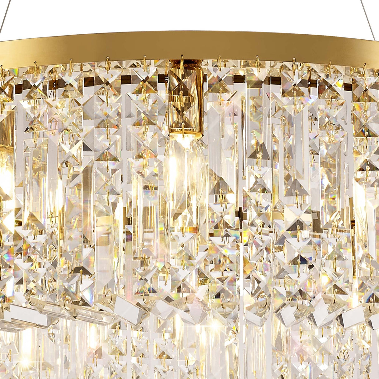 Luxurious 80cm Gold and Crystal Round Chandelier with 12 E14 Lights