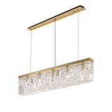 Luxurious Gold and Crystal Rectangular Pendant Chandelier, 5-Light E14