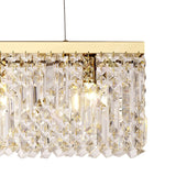 Luxurious Gold and Crystal Rectangular Pendant Chandelier, 5-Light E14