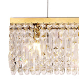 Luxurious Gold and Crystal Rectangular Pendant Chandelier, 5-Light E14