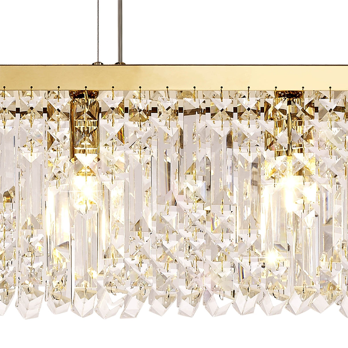 Luxurious Gold and Crystal Rectangular Pendant Chandelier, 5-Light E14