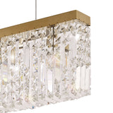 Luxurious Gold and Crystal Rectangular Pendant Chandelier, 5-Light E14