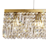 Luxurious Gold and Crystal Rectangular Pendant Chandelier, 7-Light Elegance