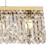 Luxurious Gold and Crystal Rectangular Pendant Chandelier, 7-Light Elegance